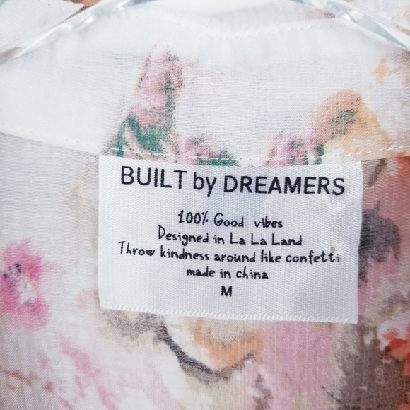 BUILT BY DREAMERS  Semi-Sheer Floral Longline Sleeveless Button Front Top size M - Picture 3 of 11